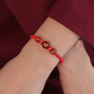 Buddha Gift Handmade Red Agate Chinese Zodiac Red String Braided Protection Bracelet