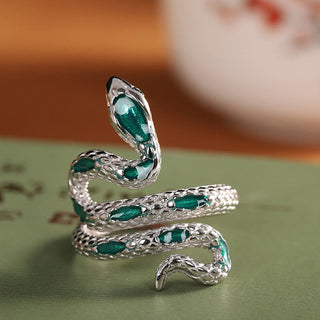 Buddha Gift 925 Sterling Silver Year Of The Snake Adjustable Blessing Ring