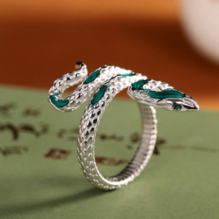Buddha Gift 925 Sterling Silver Year Of The Snake Adjustable Blessing Ring