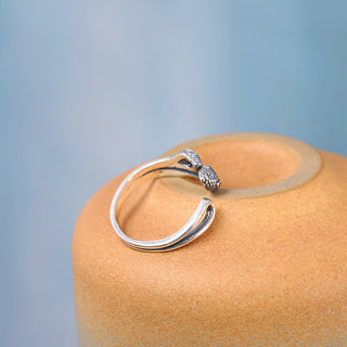 Buddha Gift 925 Sterling Silver Year Of The Snake Two-headed Snake Adjustable Open Ring