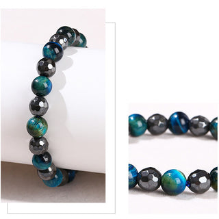 Buddha Gift 2Pcs Hematite Tiger Eye Blue Tiger Eye Powerful Bracelet Set