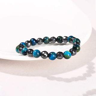Buddha Gift 2Pcs Hematite Tiger Eye Blue Tiger Eye Powerful Bracelet Set