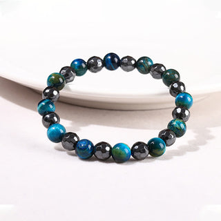 Buddha Gift 2Pcs Hematite Tiger Eye Blue Tiger Eye Powerful Bracelet Set