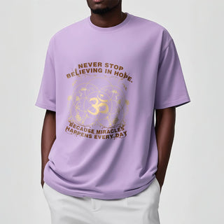 Buddha Gift Never Stop Believing In Hope Om Lotus Design Cotton Tee T-shirt