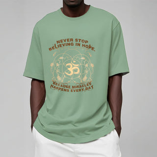 Buddha Gift Never Stop Believing In Hope Om Lotus Design Cotton Tee T-shirt