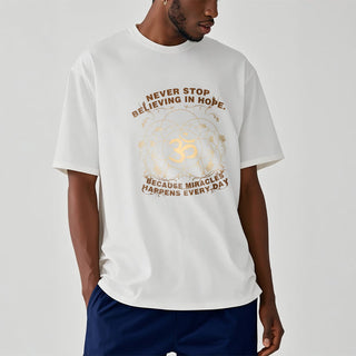 Buddha Gift Never Stop Believing In Hope Om Lotus Design Cotton Tee T-shirt