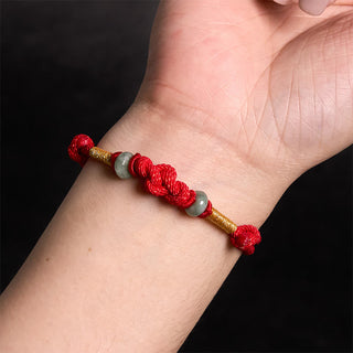 Buddha Gift Red String Jade Luck Fortune Knot Braided Couple Bracelet