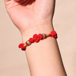 Buddha Gift Red String Jade Luck Fortune Knot Braided Couple Bracelet
