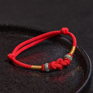Buddha Gift Red String Jade Luck Fortune Knot Braided Couple Bracelet