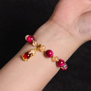 Buddha Gift Red Tiger Eye PiXiu Fox Protection Self Confidence Bracelet