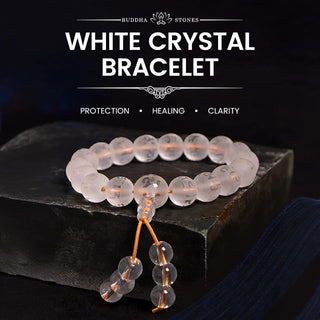 Buddha Gift Tibet White Crystal Black Onyx Om Mani Padme Hum Meditation Bracelet