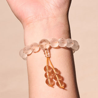 Buddha Gift Tibet White Crystal Black Onyx Om Mani Padme Hum Meditation Bracelet