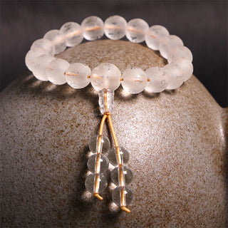Buddha Gift Tibet White Crystal Black Onyx Om Mani Padme Hum Meditation Bracelet