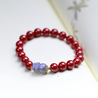Buddha Gift Cinnabar Moonstone PiXiu Blessing Bracelet