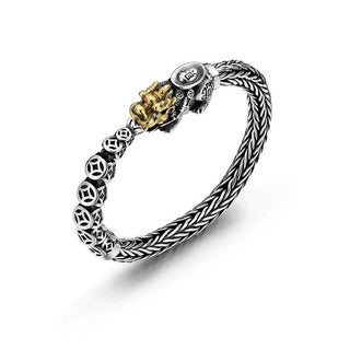 Buddha Gift 925 Sterling Silver PiXiu Copper Coins Ingot Wealth Bracelet Bangle