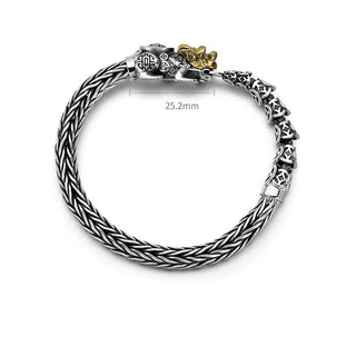 Buddha Gift 925 Sterling Silver PiXiu Copper Coins Ingot Wealth Bracelet Bangle