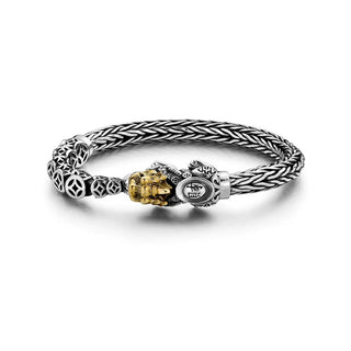 Buddha Gift 925 Sterling Silver PiXiu Copper Coins Ingot Wealth Bracelet Bangle