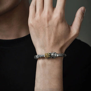 Buddha Gift 925 Sterling Silver PiXiu Copper Coins Ingot Wealth Bracelet Bangle