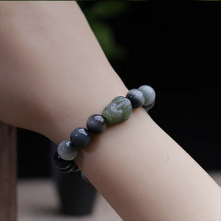 Buddha Gift Natural Eagle's Eye Stone Hetian Jade Pixiu Confidence Bracelet