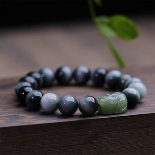 Buddha Gift Natural Eagle's Eye Stone Hetian Jade Pixiu Confidence Bracelet