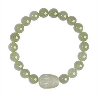 Buddha Gift Natural Hetian Jade PiXiu Carved Luck Bracelet