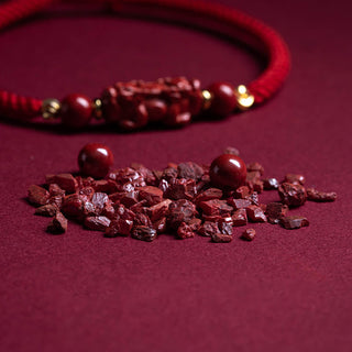 Buddha Gift Handmade Cinnabar Ruyi Handle Fu Character PiXiu Blessing Red String Braided Bracelet