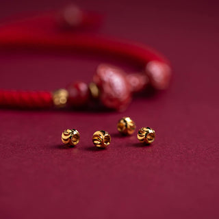 Buddha Gift Handmade Cinnabar Ruyi Handle Fu Character PiXiu Blessing Red String Braided Bracelet