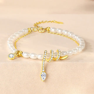 Buddha Gift 925 Sterling Silver Year Of The Snake Pearl Bracelet Necklace Pendant