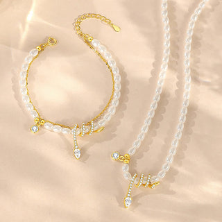 Buddha Gift 925 Sterling Silver Year Of The Snake Pearl Bracelet Necklace Pendant