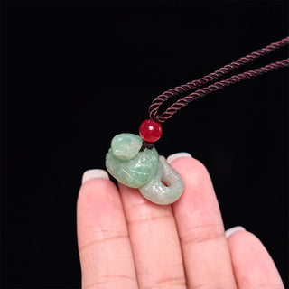 Buddha Gift Chinese Zodiac Year of the Snake Natural Jade Luck Necklace Pendant