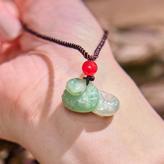 Buddha Gift Chinese Zodiac Year of the Snake Natural Jade Luck Necklace Pendant