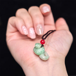 Buddha Gift Chinese Zodiac Year of the Snake Natural Jade Luck Necklace Pendant