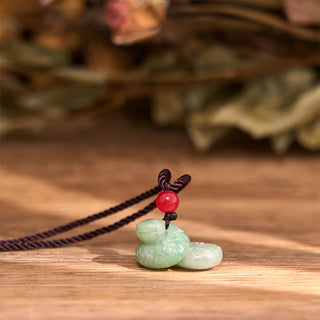 Buddha Gift Chinese Zodiac Year of the Snake Natural Jade Luck Necklace Pendant