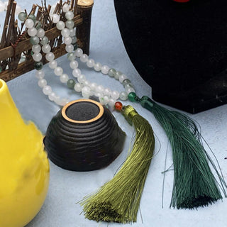 Buddha Gift 108 Mala Beads Natural Tianshan Jade Tassel Luck Bracelet