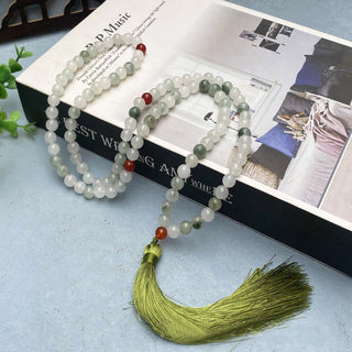 Buddha Gift 108 Mala Beads Natural Tianshan Jade Tassel Luck Bracelet