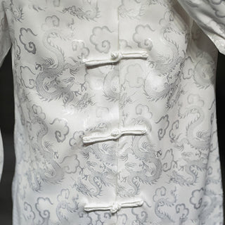 Buddha Gift Casual Dragon Pattern Frog-button Tang Suit Linen Men's Jacket Shirt