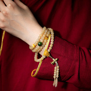 Buddha Gift Tibet 108 Mala Beads Chinese Zodiac Natal Buddha Natural Sheep Horn Wealth Bracelet