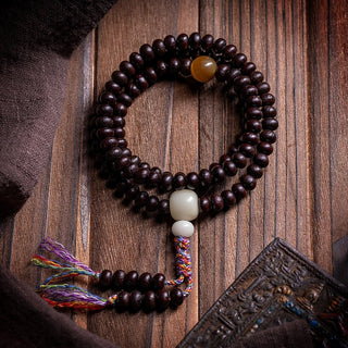 Buddha Gift 108 Mala Beads Bowl Bodhi Seed Colored Rope Peace Bracelet