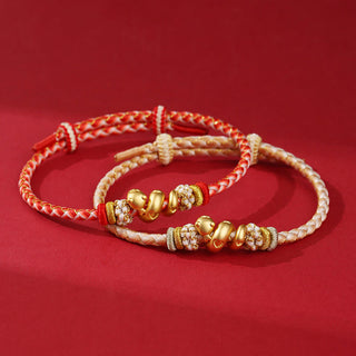 Buddha Gift 999 Sterling Silver Gradient Red String Year Of The Snake Luck Braided Bracelet