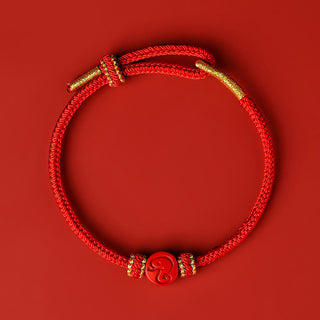 Buddha Gift Chinese Zodiac Red String Eight Thread Peace Knot Cinnabar Protection Luck Bracelet