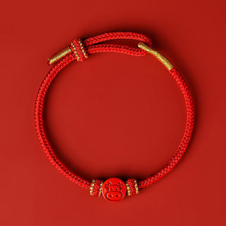 Buddha Gift Chinese Zodiac Red String Eight Thread Peace Knot Cinnabar Protection Luck Bracelet