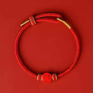Buddha Gift Chinese Zodiac Red String Eight Thread Peace Knot Cinnabar Protection Luck Bracelet