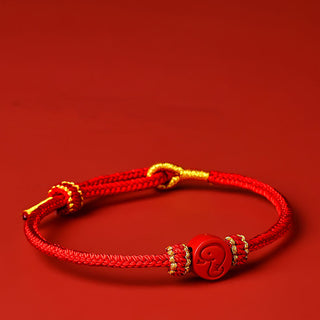 Buddha Gift Chinese Zodiac Red String Eight Thread Peace Knot Cinnabar Protection Luck Bracelet