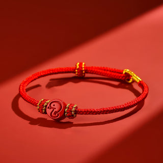 Buddha Gift Chinese Zodiac Red String Eight Thread Peace Knot Cinnabar Protection Luck Bracelet
