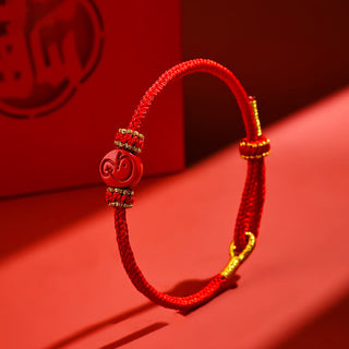 Buddha Gift Chinese Zodiac Red String Eight Thread Peace Knot Cinnabar Protection Luck Bracelet