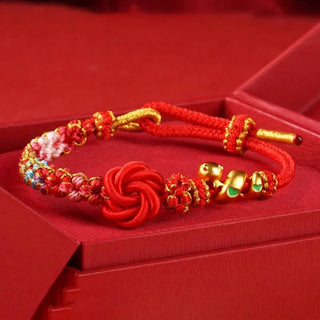 Buddha Gift Red String Mandala Knot Hand-woven Colorful Flowers Year Of The Snake Protection Braided Bracelet