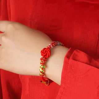 Buddha Gift Red String Mandala Knot Hand-woven Colorful Flowers Year Of The Snake Protection Braided Bracelet
