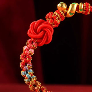 Buddha Gift Red String Mandala Knot Hand-woven Colorful Flowers Year Of The Snake Protection Braided Bracelet