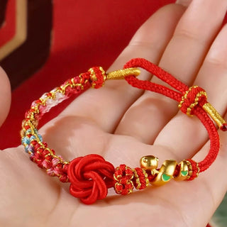 Buddha Gift Red String Mandala Knot Hand-woven Colorful Flowers Year Of The Snake Protection Braided Bracelet