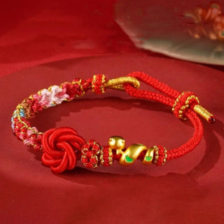 Buddha Gift Red String Mandala Knot Hand-woven Colorful Flowers Year Of The Snake Protection Braided Bracelet